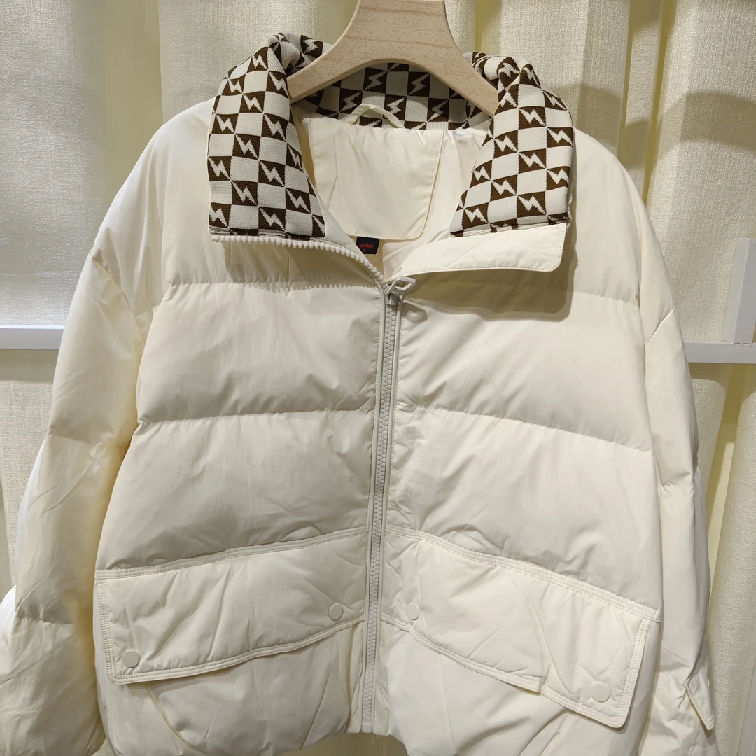 冬季时尚立领拼接双面百搭中长款加厚羽绒服