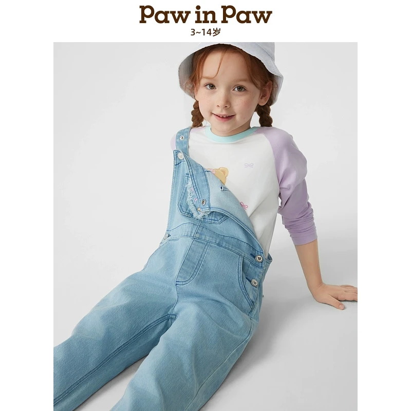 【冰芙美】PawinPaw25年春夏新款女童宽松牛仔背带裤PCTVF2221E