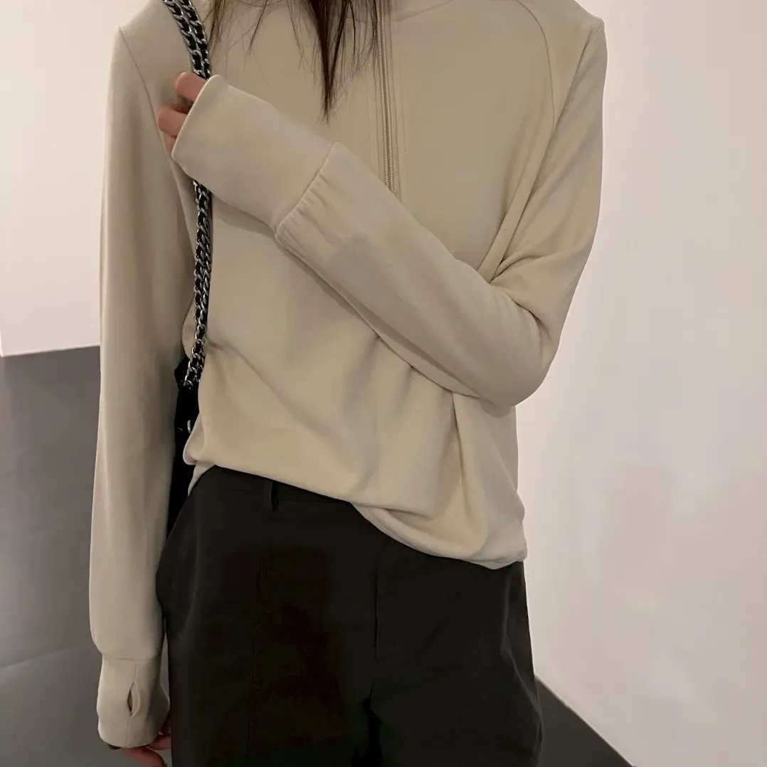 常规立领女冬季卫衣时尚打底保暖修身韩系拉链长袖