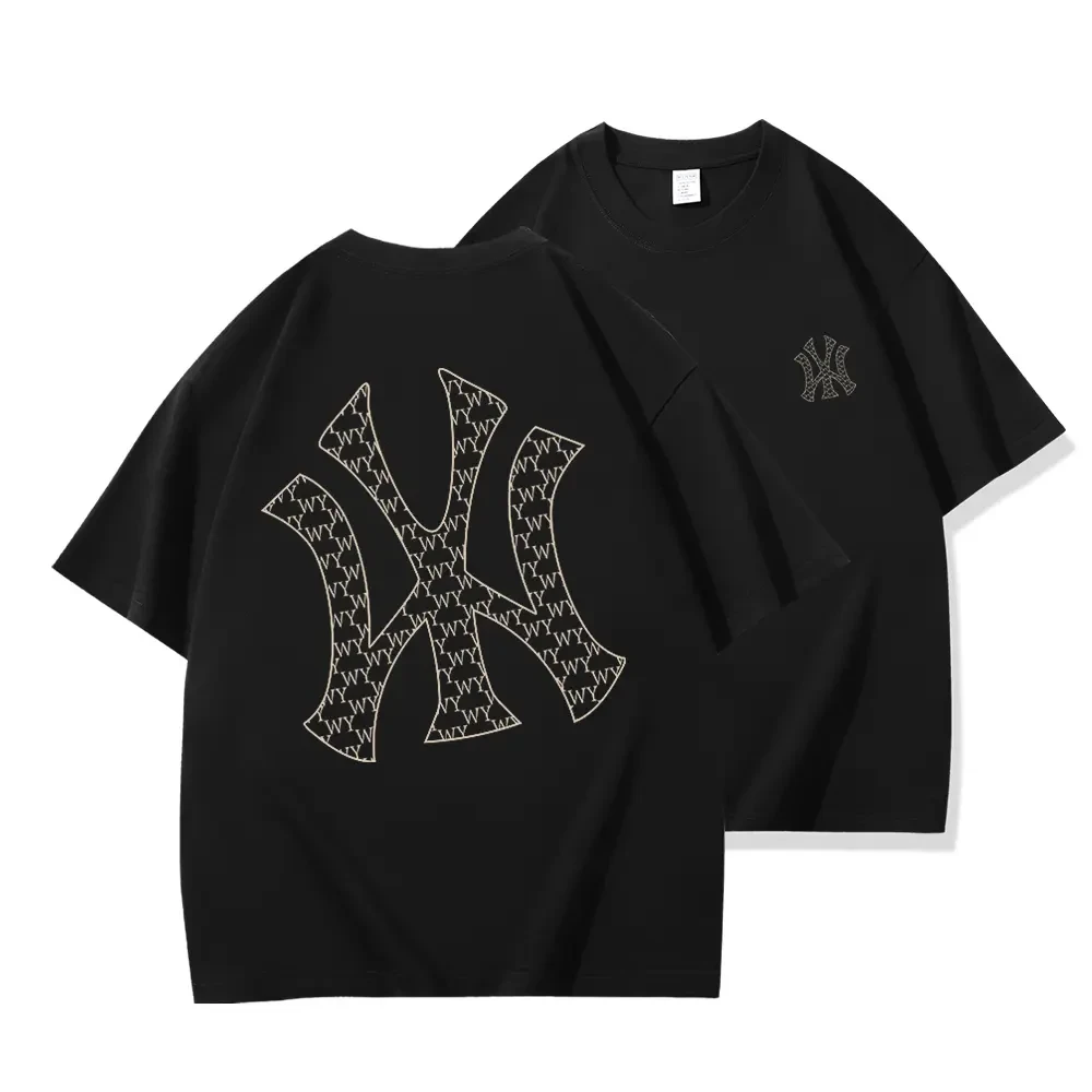 2025夏季新款圆领短袖T恤休闲百搭纯棉运动情侣半袖宽松潮流时尚