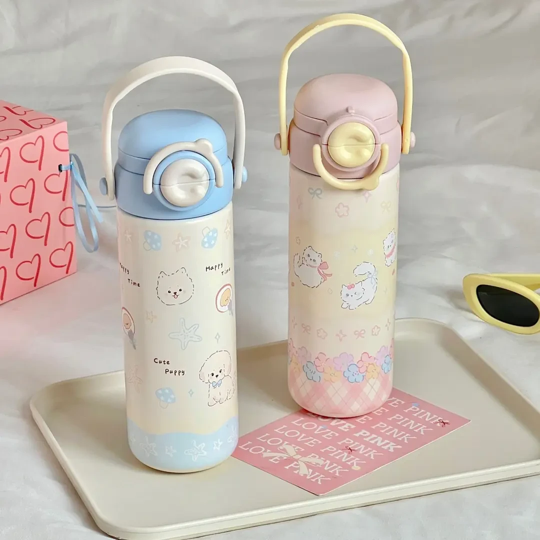 吸管保温杯儿童学生上学专用2025新款高颜值女生士便携双饮水杯子