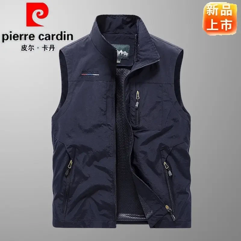 皮尔卡丹薄款男士马甲夏季坎肩大码宽松运动钓鱼休闲摄影马夹背心