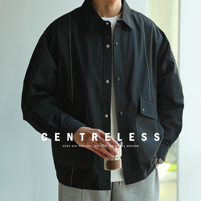 高品质2025春秋季款原创设计日系潮风格夹克男春季外套立体裁剪