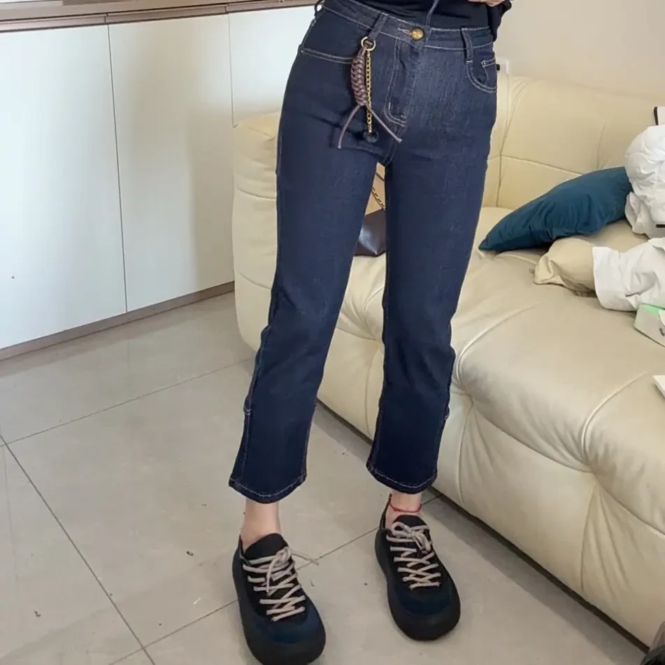 魏家定制-高腰弹力显瘦九分烟管裤百搭显瘦牛仔烟管裤22715