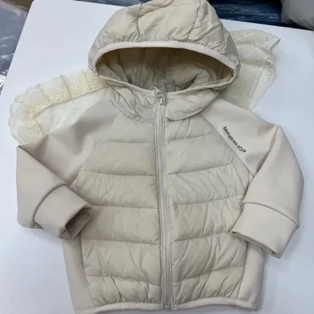 公主风加绒加厚款连帽女童冬季白鸭绒羽绒服外套