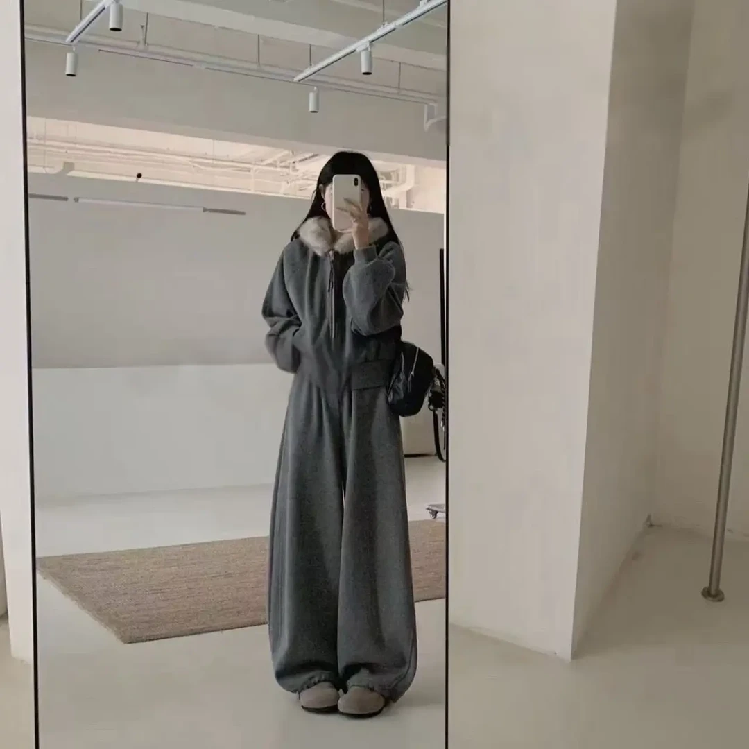 （主播自留）韩系慵懒风加绒加厚休闲保暖套装