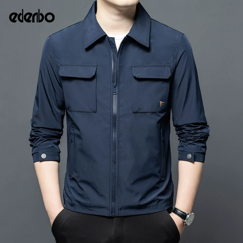 爱登堡男装外套男款春秋季2025新款潮流休闲中青年多口袋翻领夹克