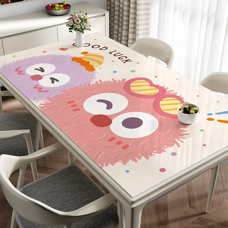 桌布防水防油免洗防烫pvc软玻璃餐桌垫子简约卡通台布茶几桌垫