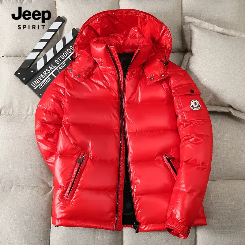 JEEPSPIRIT吉普新款情侣亮面羽绒服时尚白鸭绒冬季保暖外套羽绒衣