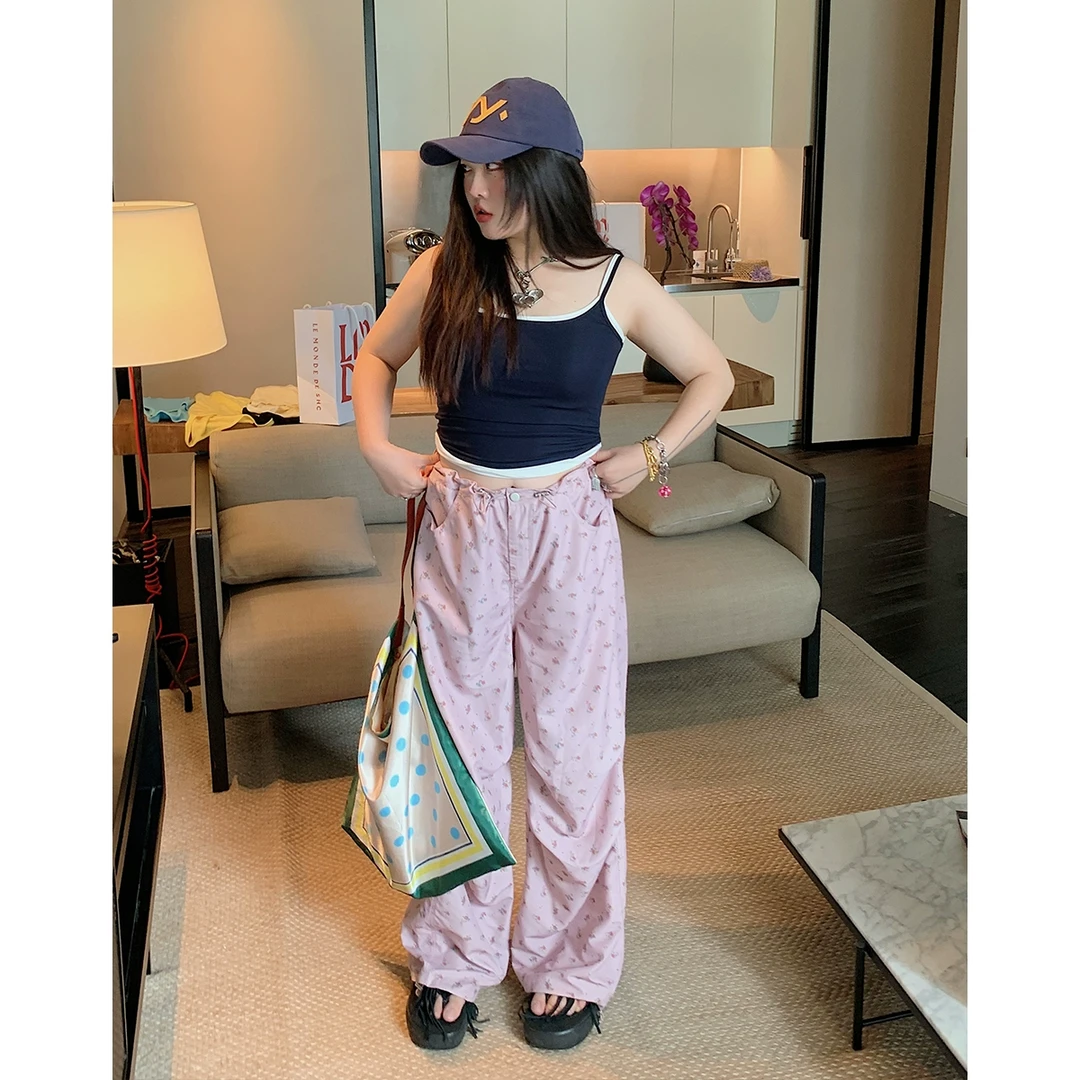 Dazi金大支碎花宽松阔腿裤0424/0131高腰显瘦夏季休闲时尚