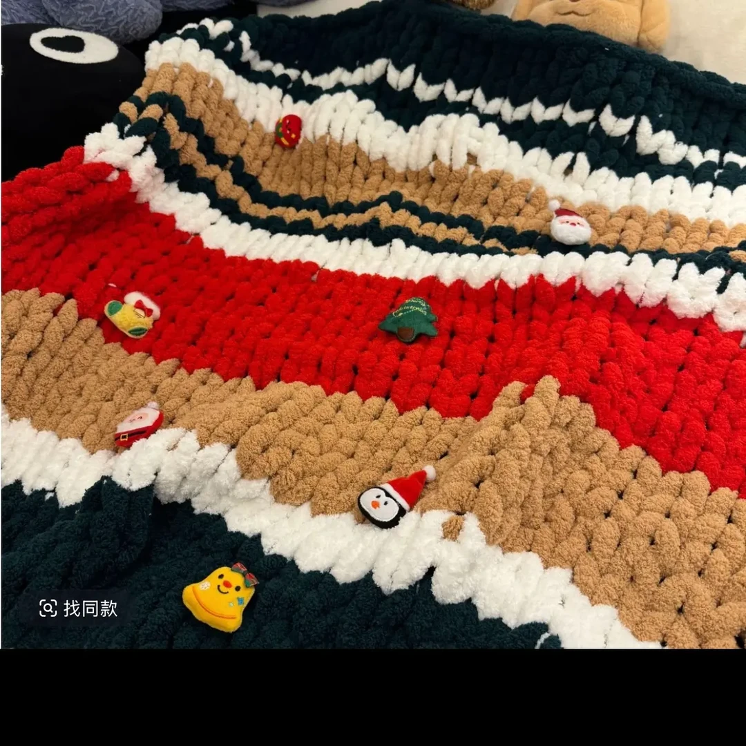 球球线手工编织圣诞毛毯diy材料包秋冬沙发毯午睡毯送男女友礼物