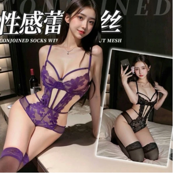 a94☔️【紫色蕾丝】80-160可穿浪漫性感蕾丝轻奢修身睡衣家居服