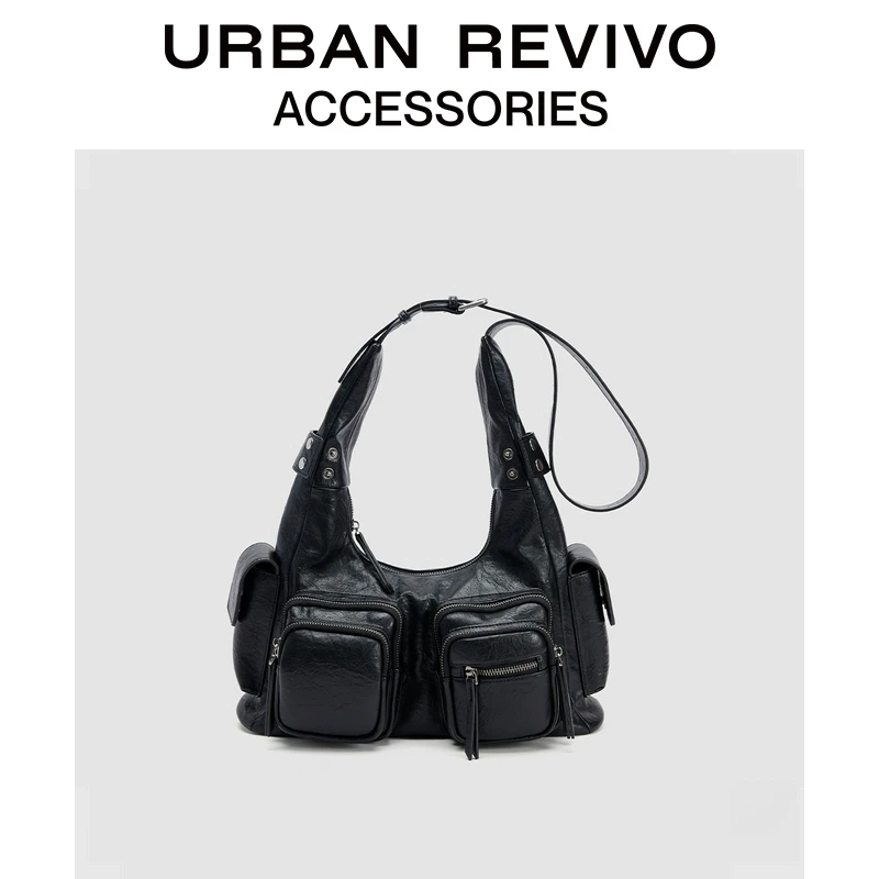 URBAN REVIVO2025春季新款女多口袋肌理单肩斜挎包UAYB50009