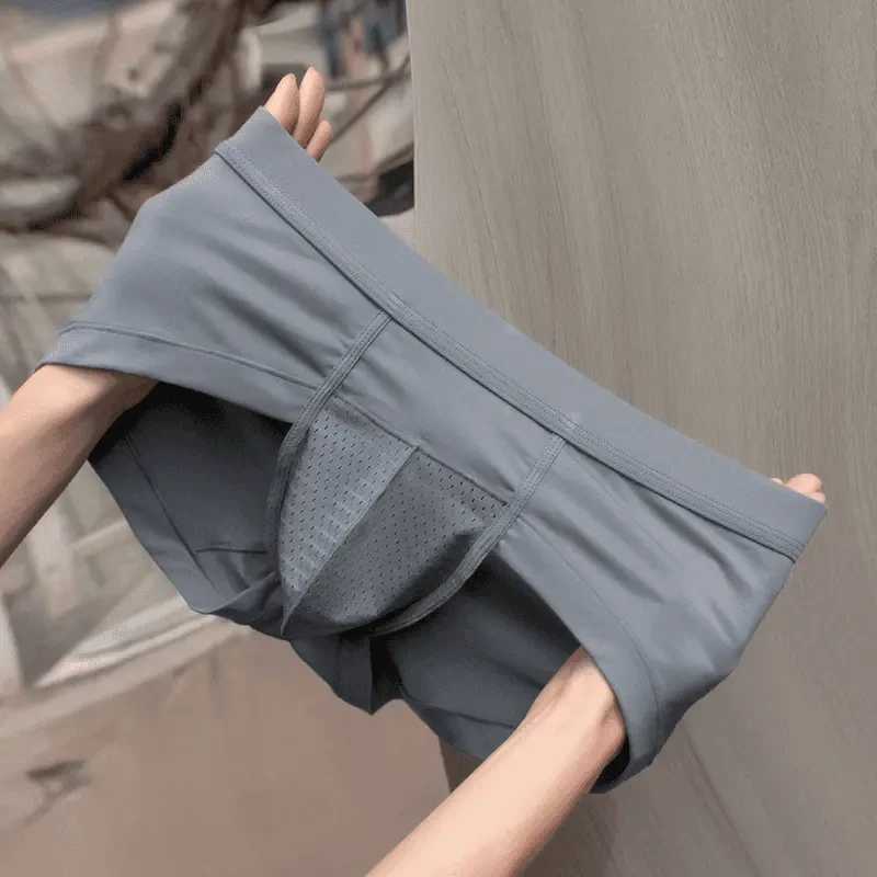 男士时尚透气网眼纯色内裤莫代尔轻薄三角裤舒适运动吸汗男式底裤