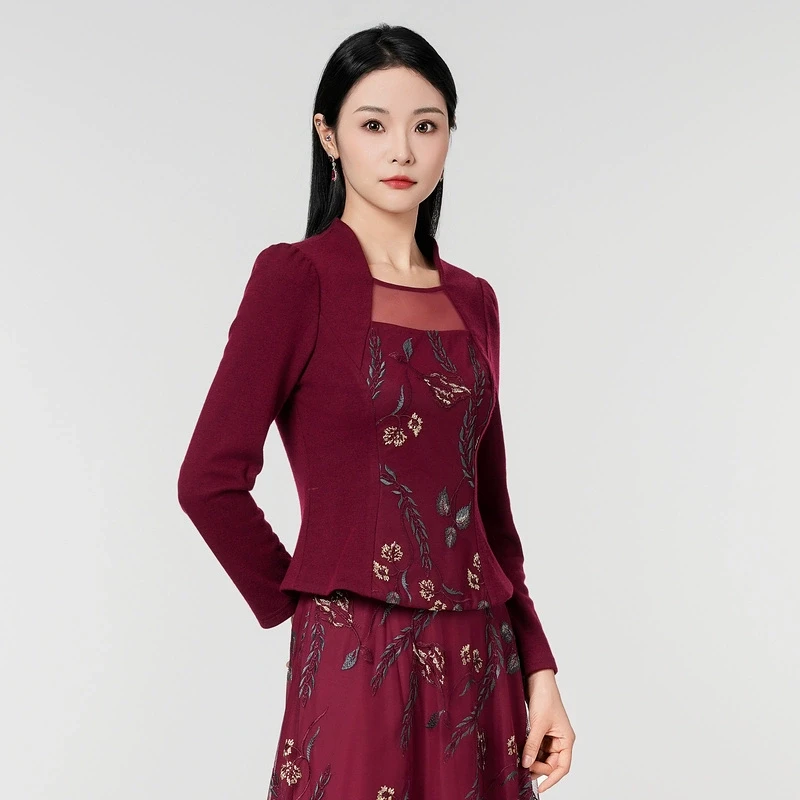 SUSSI/古色25春季新品前方形企领长袖收腰上衣181AY1047226