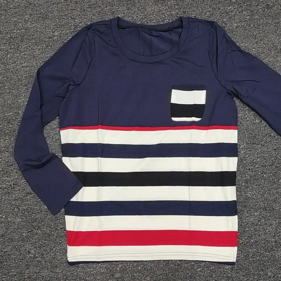 广州拼色条纹棉布高弹体恤