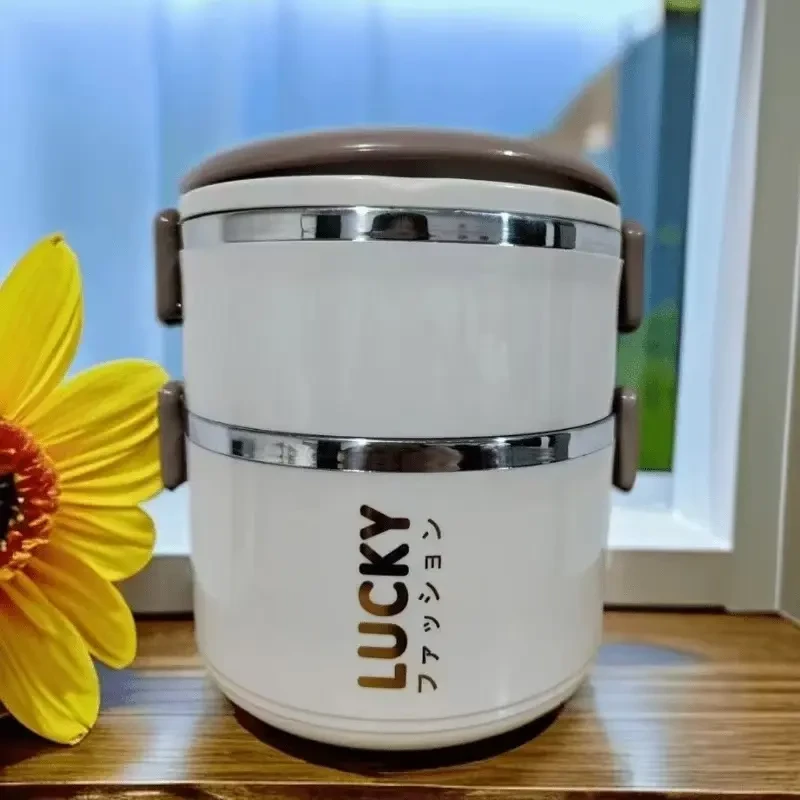 双层简约不锈钢保温饭盒上班族便当盒成人学生便当盒密封个人用品