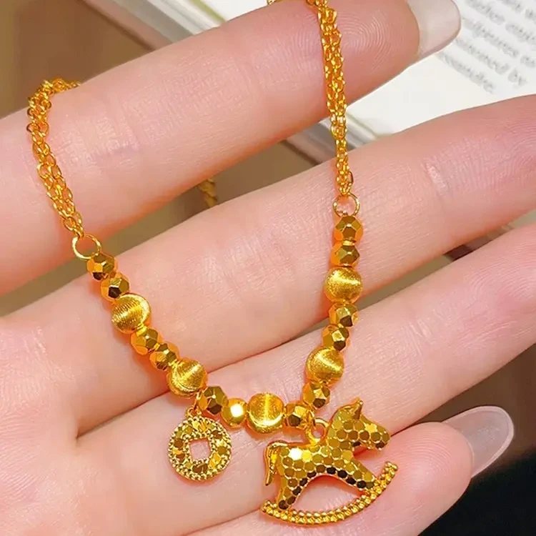 铜合金手链 气质轻奢时尚百搭复古简约金色小马手链