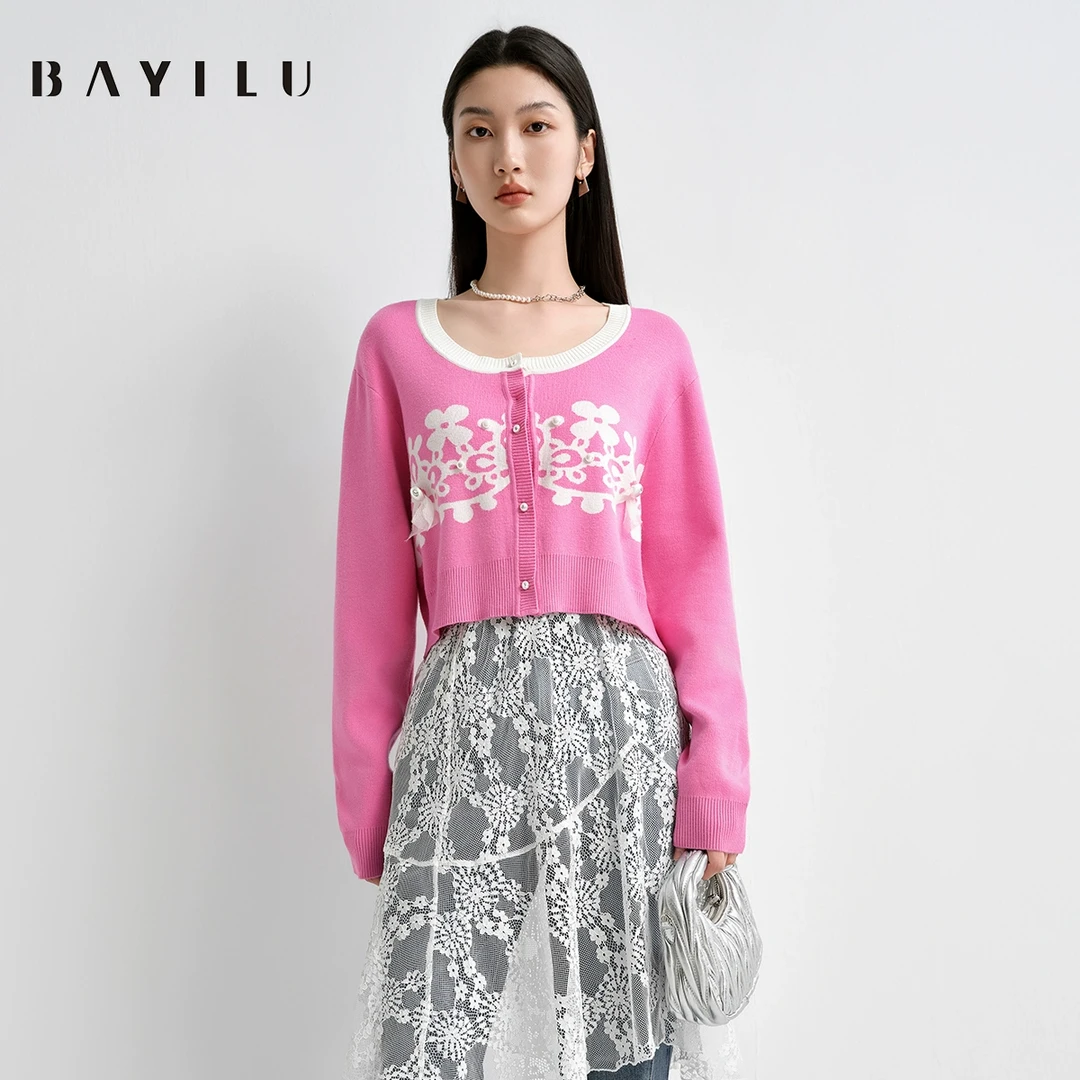 【大梦】芭依璐2025春季针织衫女短款开衫91SW014(颜色不同面料)