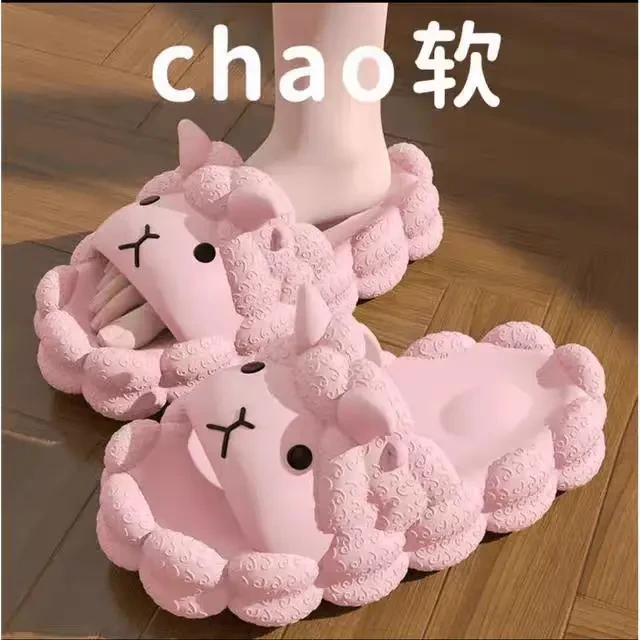 2025夏季新款小绵羊室内居家拖鞋女厚底防滑防臭踩屎感家用凉拖男