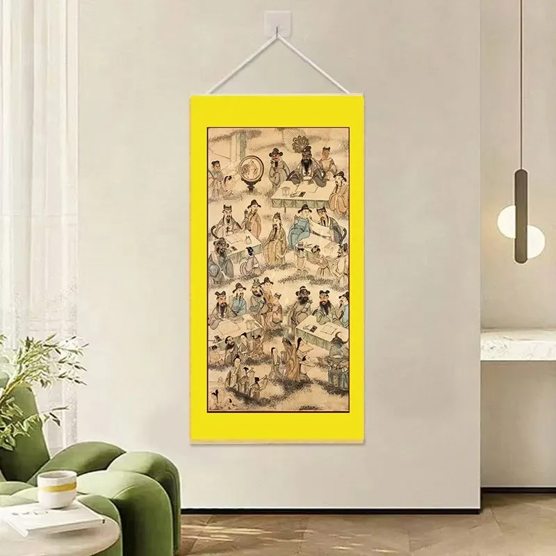 十殿阎君 地府图左右中式入户进门玄关实木装饰画过道走廊挂画