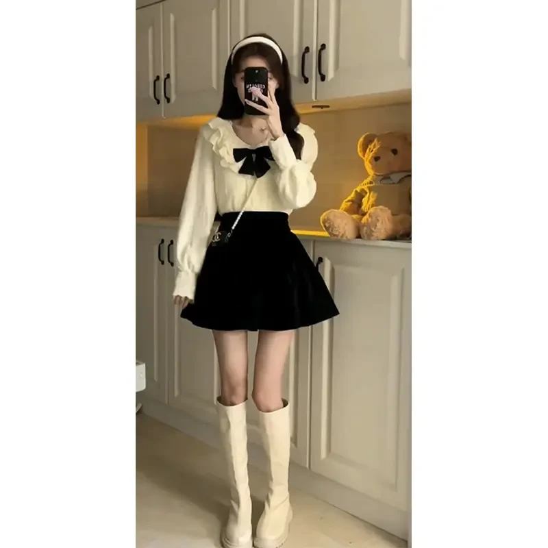 上衣搭配半身裙初秋装一整套装小个子入秋穿搭减龄韩系气质早秋