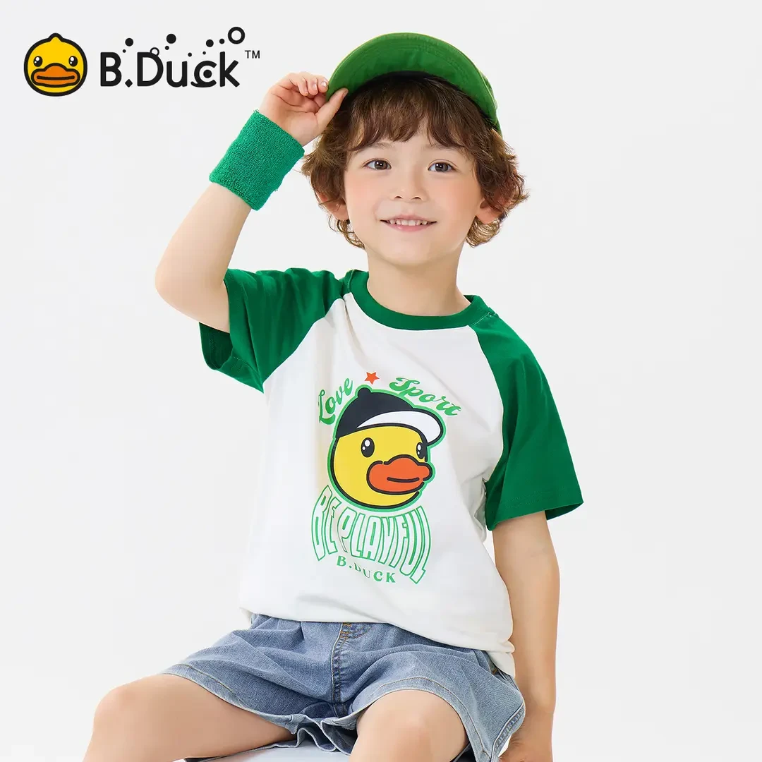B.Duck小黄鸭儿童休闲卡通短袖夏季新款纯棉宽松T恤 BF2601032