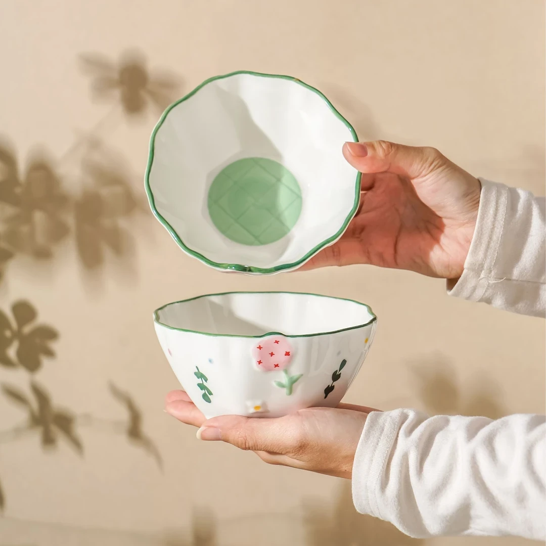 【花满星辰】5英寸米饭碗手绘网红可爱高颜值韩式家用个性高温耐热