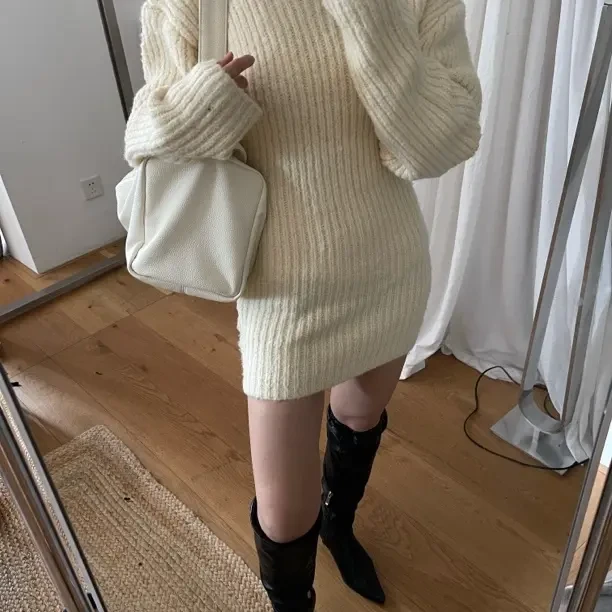 秋冬长袖修身显瘦收腰毛衣连衣裙女内搭打底裙