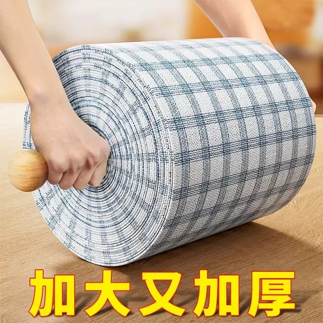 干湿两用厨房用纸一次性洗碗布格纹无纺布厨房家用懒人抹布五卷装