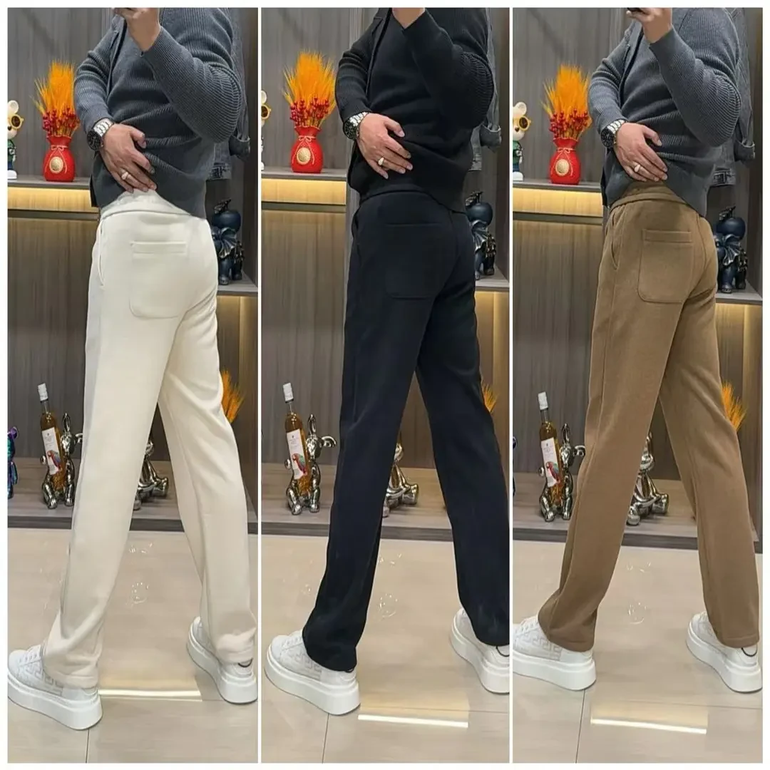 山羊绒毛呢男士秋冬加厚针织休闲长裤裤子休闲裤直筒