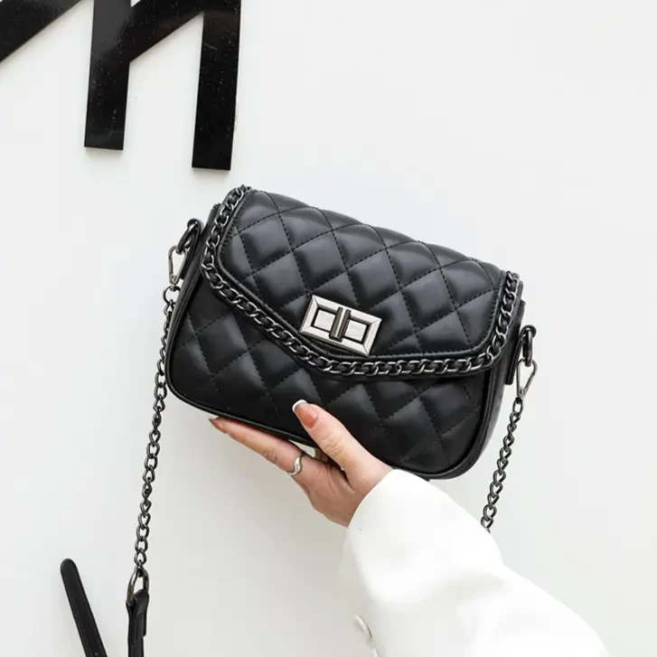 潮千海绣线菱格百搭质感小方包高端轻便休闲时尚链条包单肩斜挎包