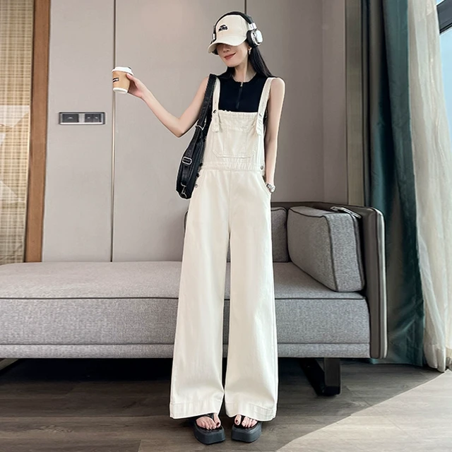 减龄牛仔背带裤女春夏季2025新款高腰宽松显瘦奶系拖地阔腿连体裤