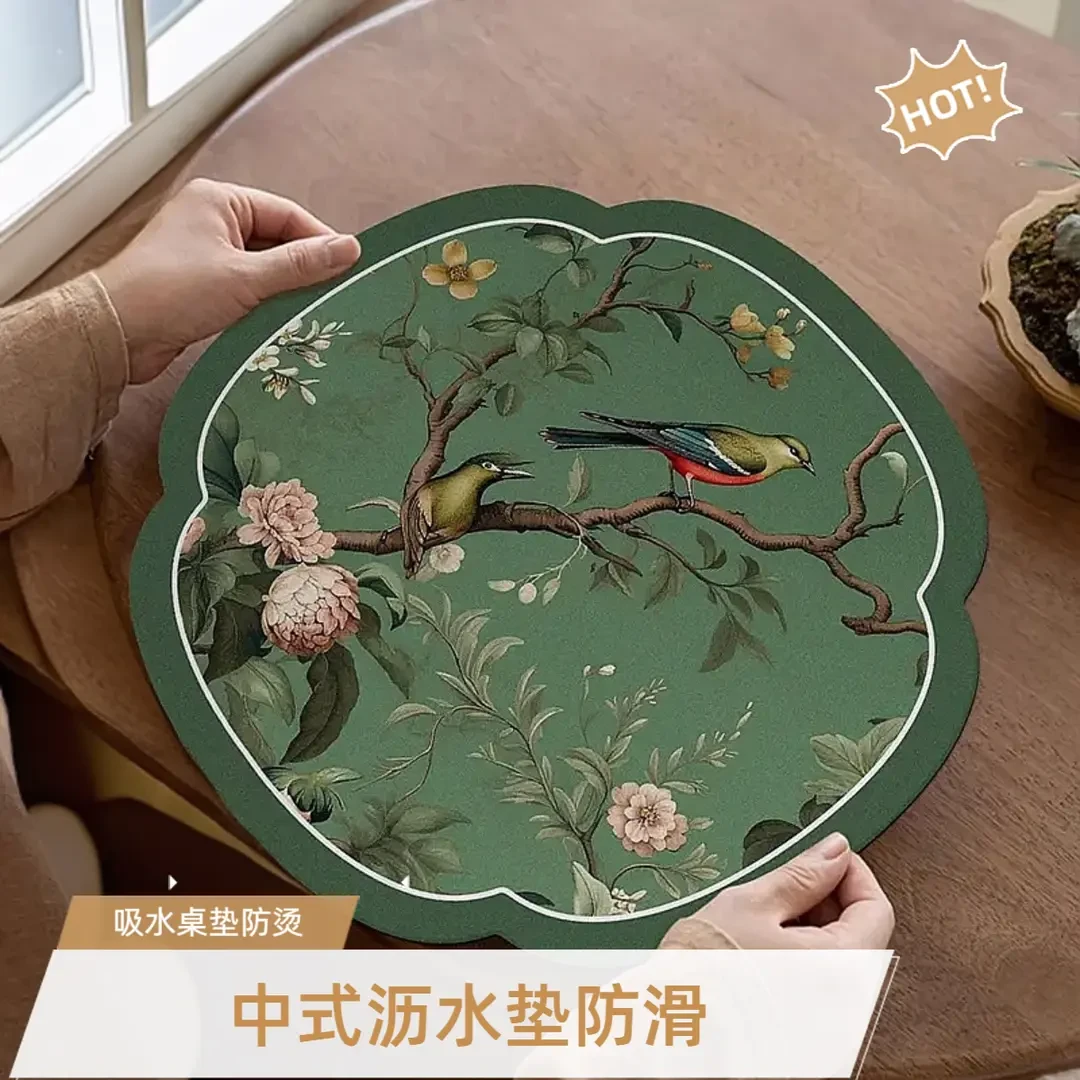 新中式厨房沥水垫吸水防滑家用餐垫防烫桌垫客厅装饰垫子茶垫轻奢
