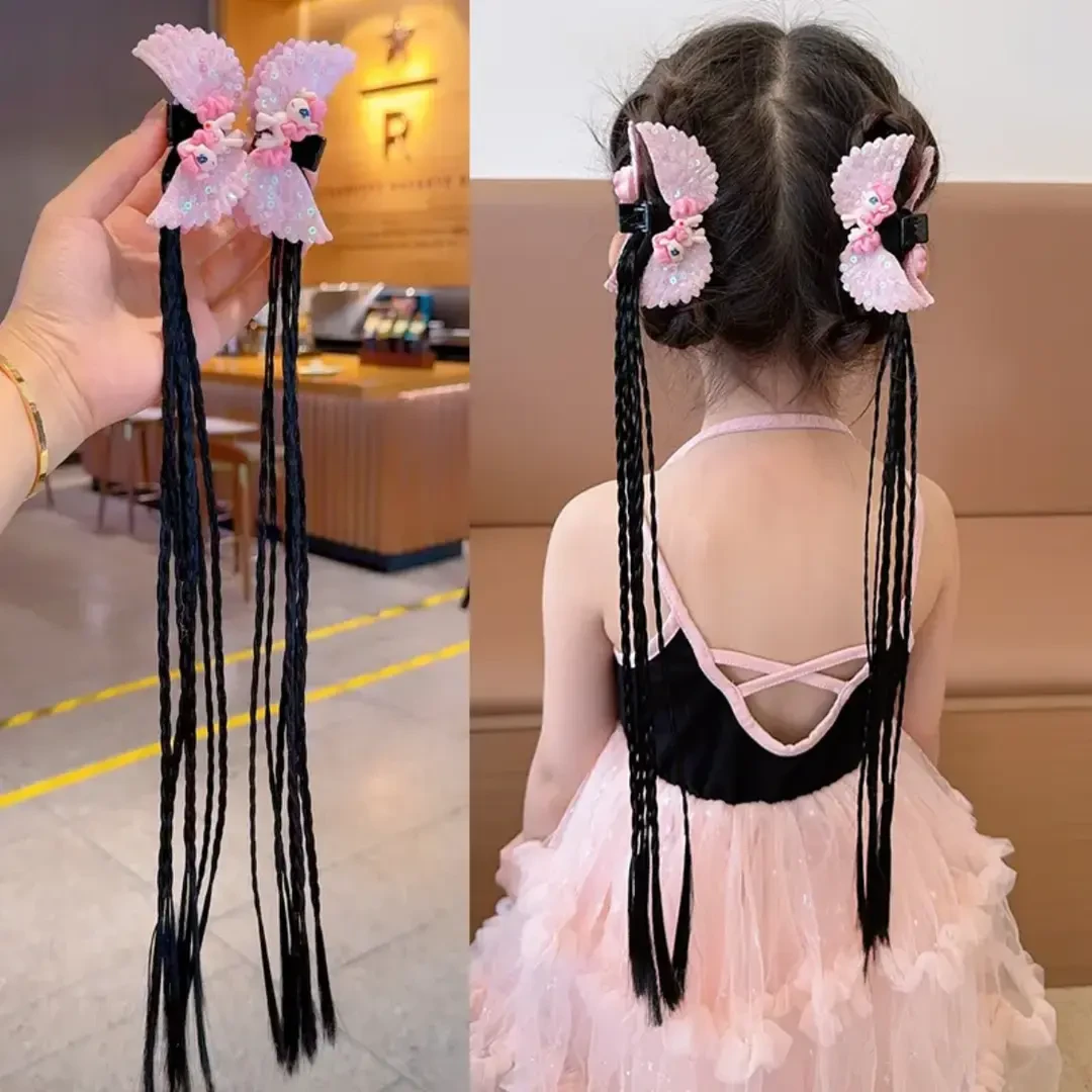 新款女童发饰儿童假发辫子头扎头发可爱卡通蝴蝶儿童发饰