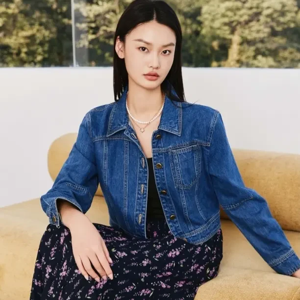 【俪妍】短款牛仔蓝外套