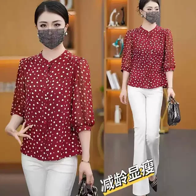 2025夏季新款七分袖冰丝雪纺衫小个子妈妈遮肚子时尚减龄防晒开衫