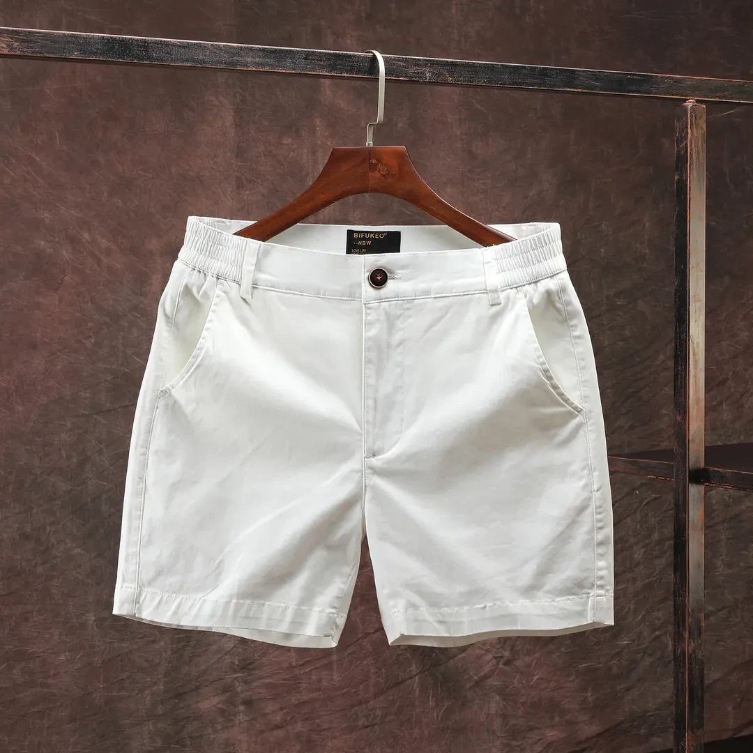 美式复古工装短裤男士夏季新款潮牌纯色弹力4分裤休闲纯棉四分裤