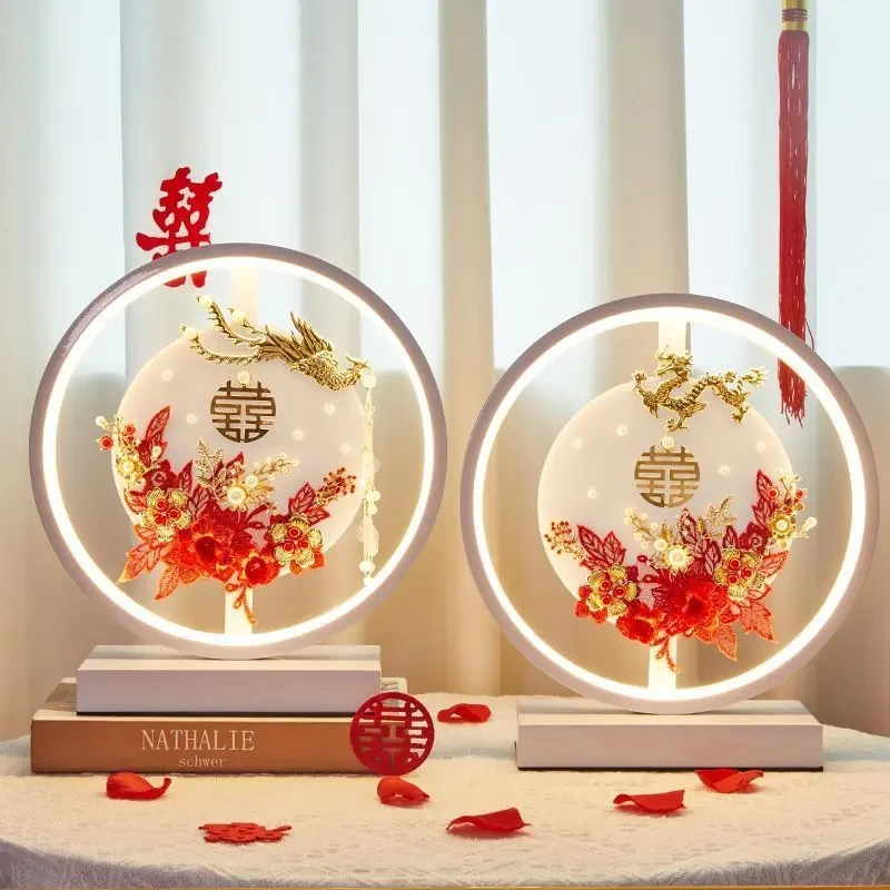 床头灯长明灯新婚礼物送新娘结婚一对礼物送新人婚房台灯喜灯床