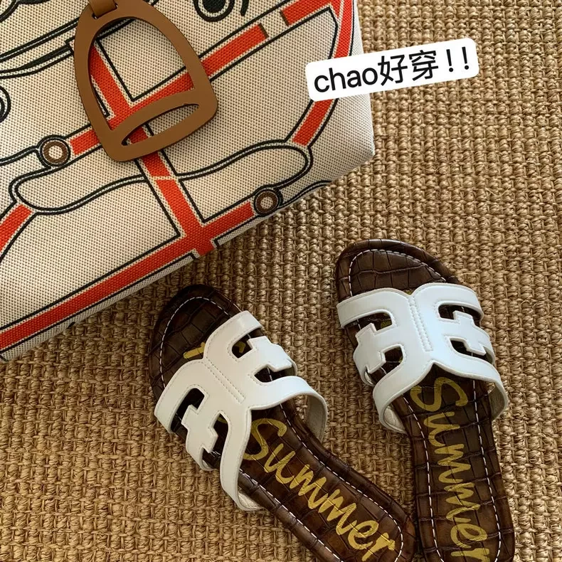 精致！优雅！老钱显贵~INS宋轶款温柔仙女风一字拖女夏外穿沙滩拖鞋