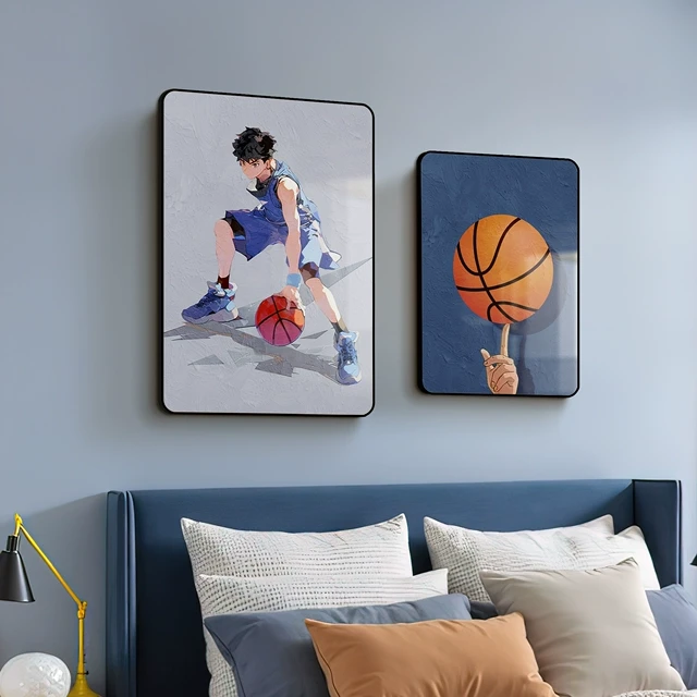 儿童房装饰画篮球男孩卧室床头背景墙挂画创意卡通简约现代组合画