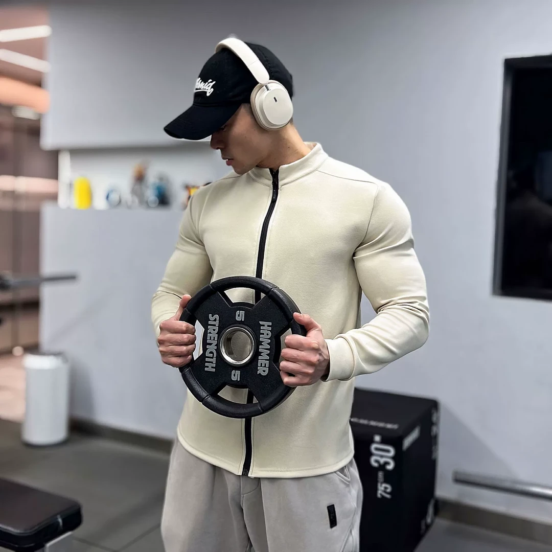 冬季新款轻量全拉链立领户外上衣健身服休闲训练跑步长袖外套夹克