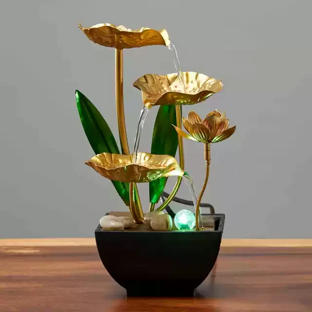 源头好货创意小型办公室新款桌面流水摆件喷泉荷花循环水客厅茶桌