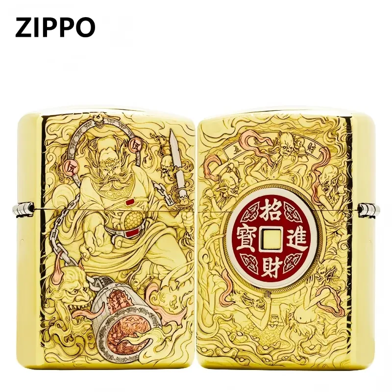ZIPPO/之宝伏魔帝君黄铜3D浮雕盔甲原装正品煤油打火机DYJ1