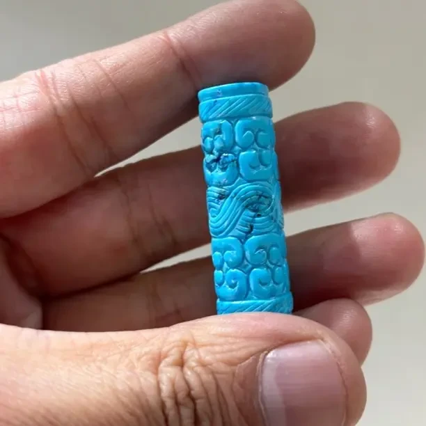 仿古绿松石勒子新款精雕高3.9公分左右直径1左右