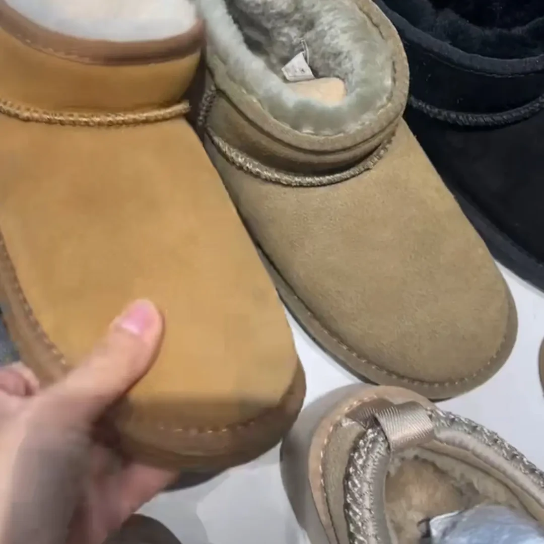 真皮雪地靴女短筒冬季新款韩版百搭保暖加绒加厚牛皮短靴低帮低筒