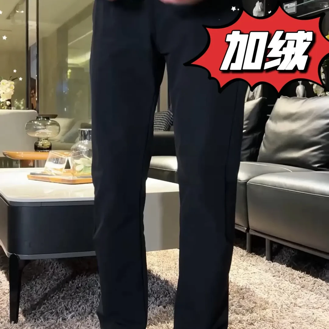2025加绒男冬季直筒型标准商务休闲休闲裤时尚卫裤男士秋冬