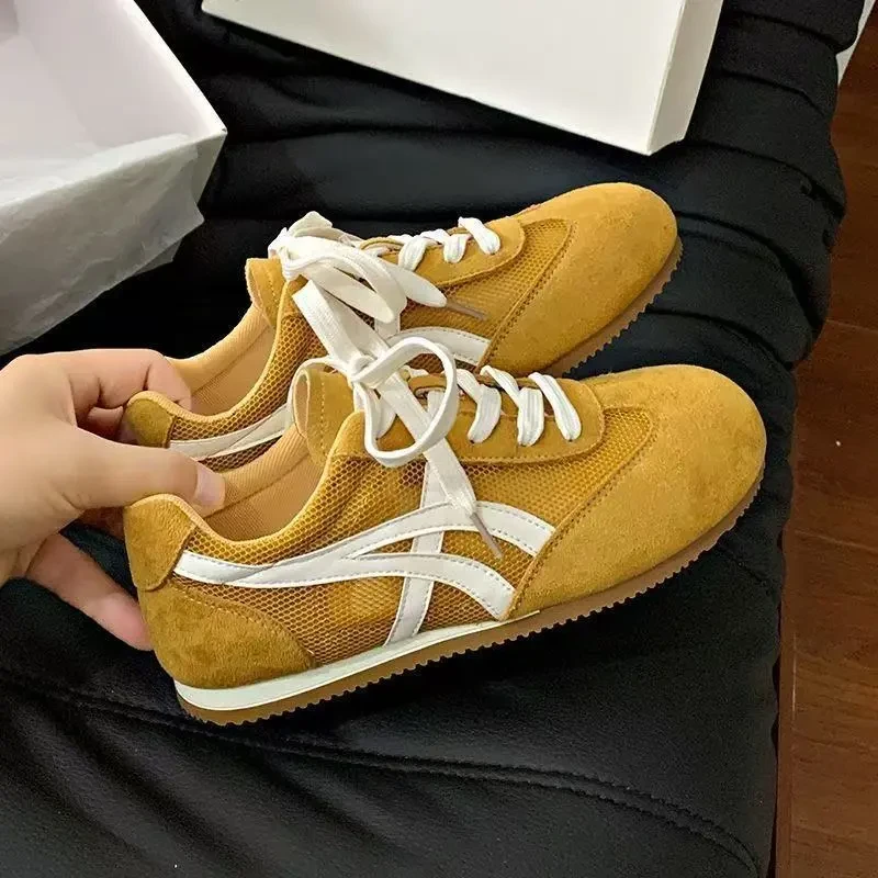 复古德训鞋女鞋2025年春季新款平底阿甘鞋运动鞋休闲软底单网鞋TL