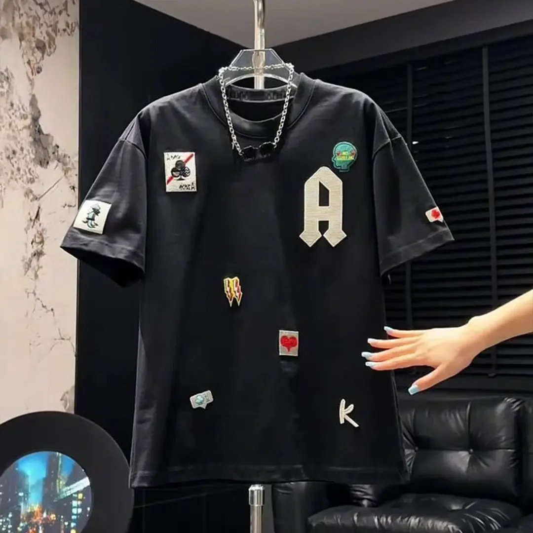 美式痞帅重磅纯棉短袖T恤青年男女同款夏季ins潮牌街头宽松百搭