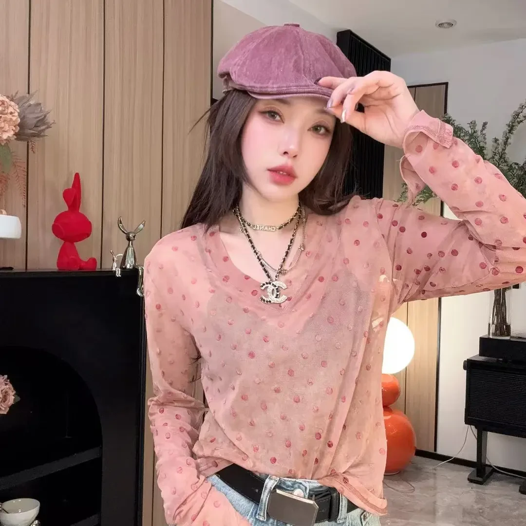 【丽丽推荐】亲肤显瘦时尚V领点点防晒衣